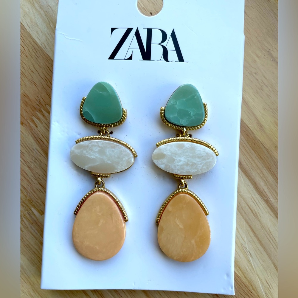 Zara marble stone drop earrings!  Brand new!